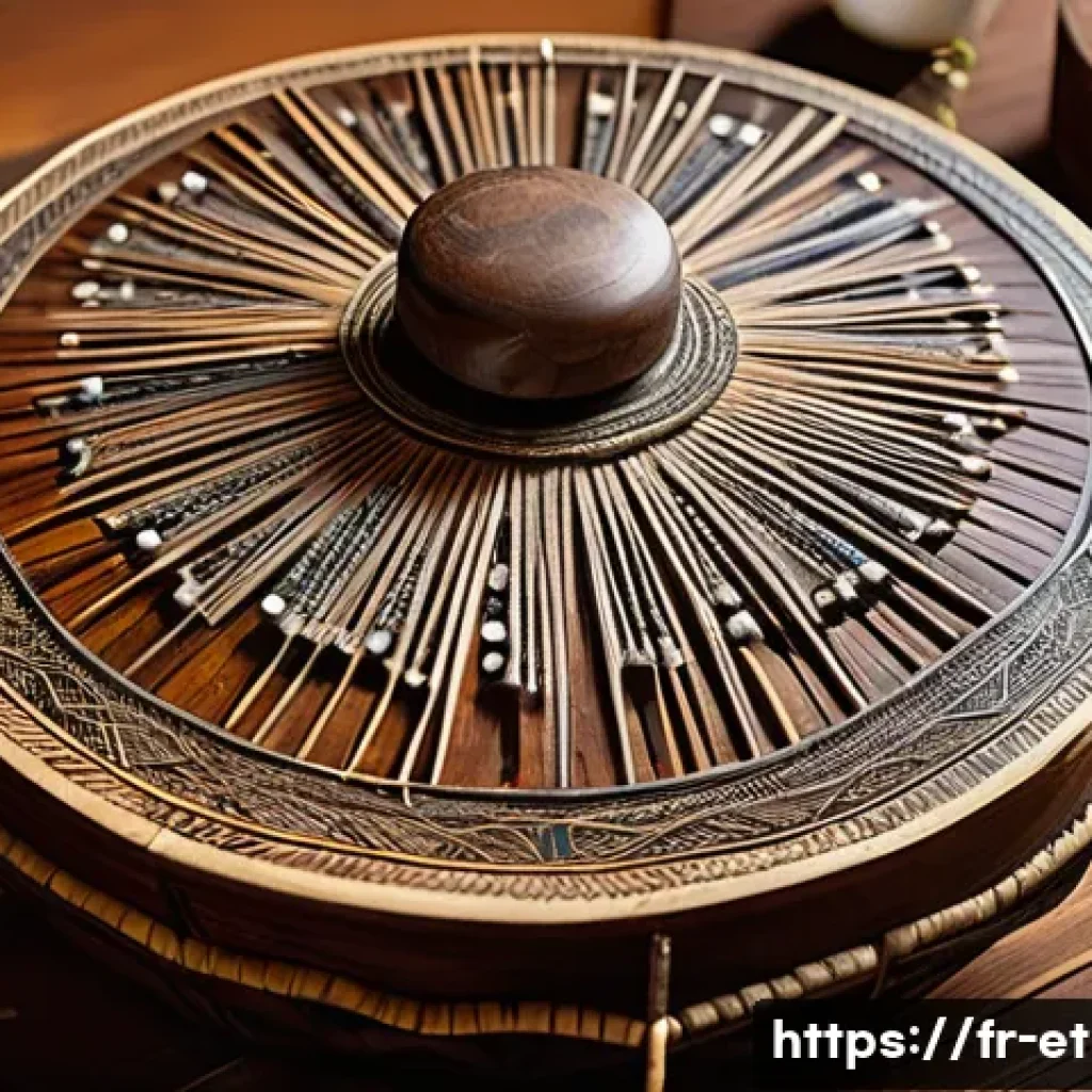 에티오피아 전통 악기 크라르 - A detailed close-up of a traditional Ethiopian string instrument crafted from finely carved local wo...