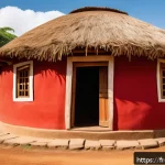 Home 23 에티오피아의 전통 건축 양식 - A traditional Ethiopian round house made of handcrafted banco walls with visible textured patterns o...
